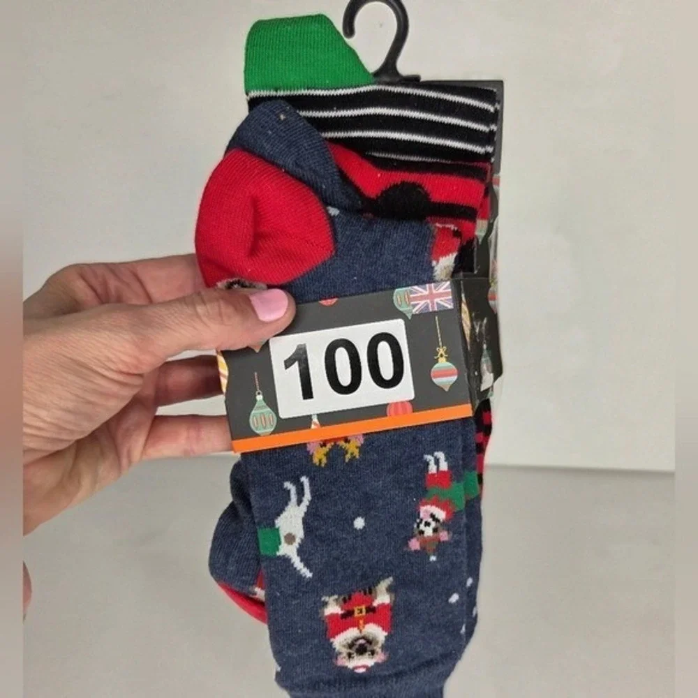 Men's‎ Christmas Dogs Holiday Crew Socks Set 3 Pair
